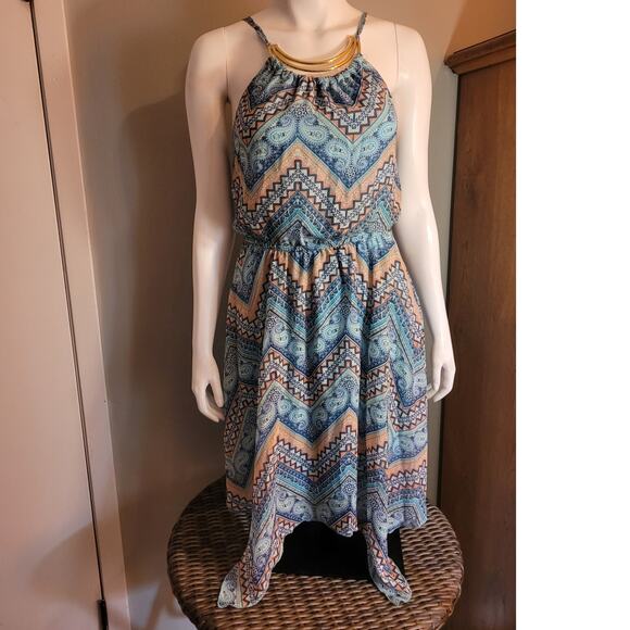 No Boundaries Boho Paisley Hanky Hem Maxi Dress M Festival Indie Mermaid Vibes - Picture 1 of 10